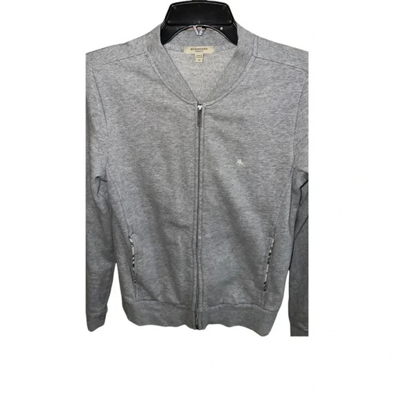 Burberry Full Zip Long Sleeve Gray Sweatshirt Size Small - Picture 2 of 10
